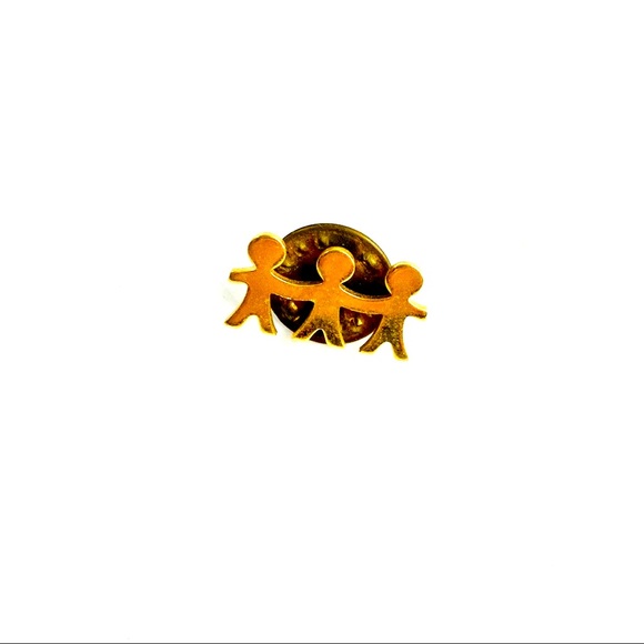 Trio People Gold Tack Pin Vintage - Picture 1 of 1